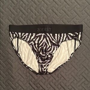 2xist mens Zebra Print Briefs- Black and White